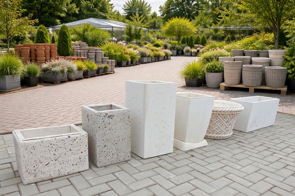 Moderné betónové kvetináče