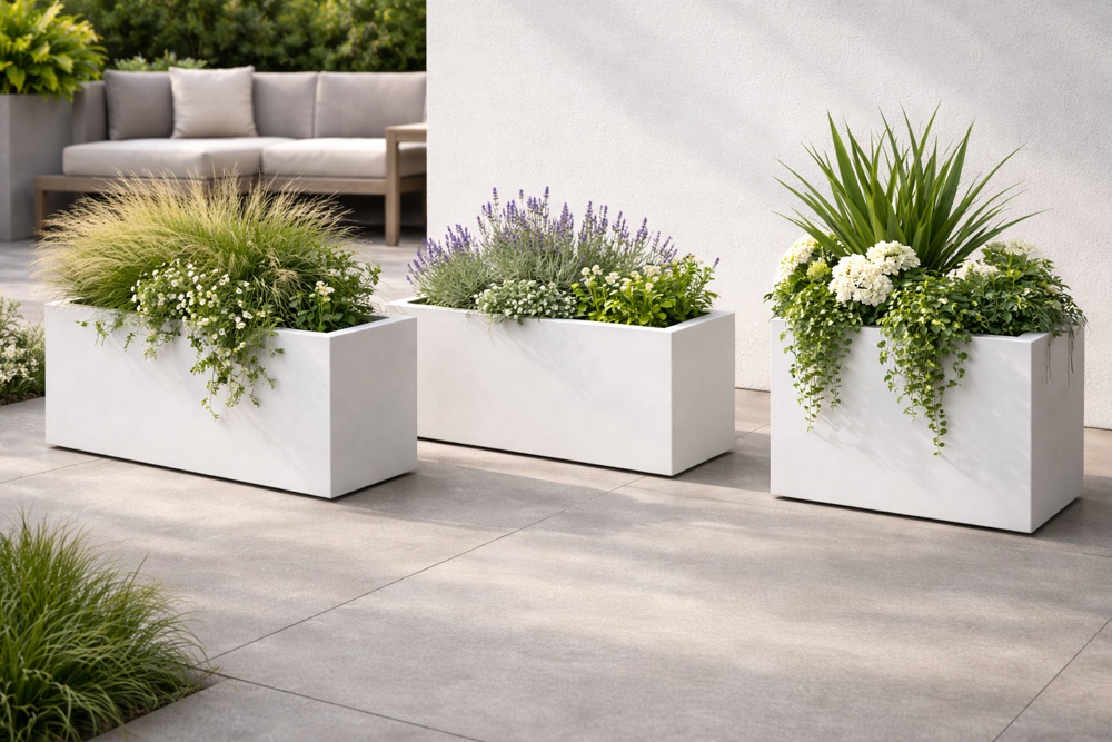 Záhradné betónové kvetináče